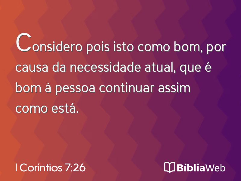 I Coríntios 7:26 em imagem para compartilhar
