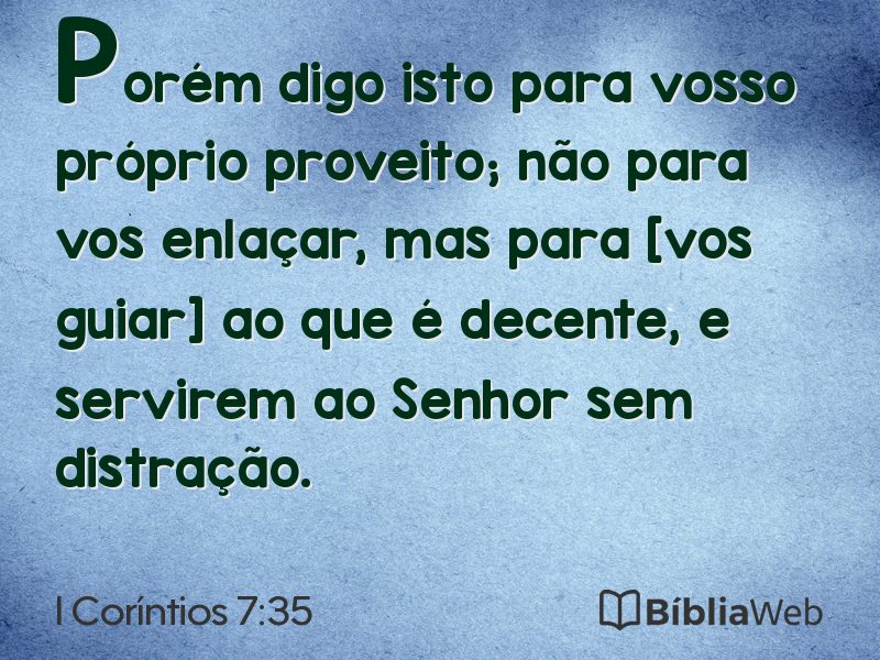 I Coríntios 7:35 em imagem para compartilhar