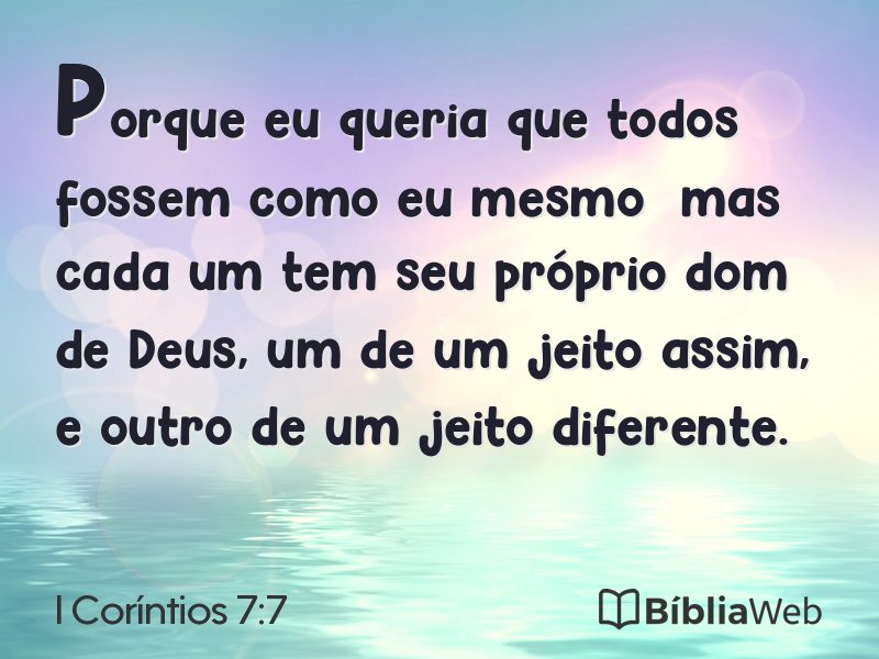 I Coríntios 7:7 em imagem para compartilhar