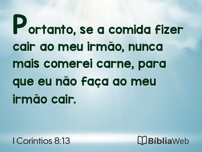 I Coríntios 8:13 em imagem para compartilhar