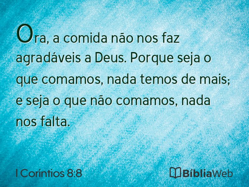 I Coríntios 8:8 em imagem para compartilhar