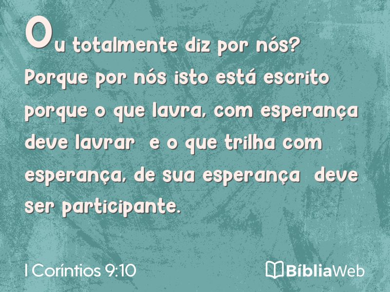 I Coríntios 9:10 em imagem para compartilhar