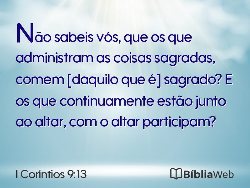 I Coríntios 9:13 em imagem para compartilhar