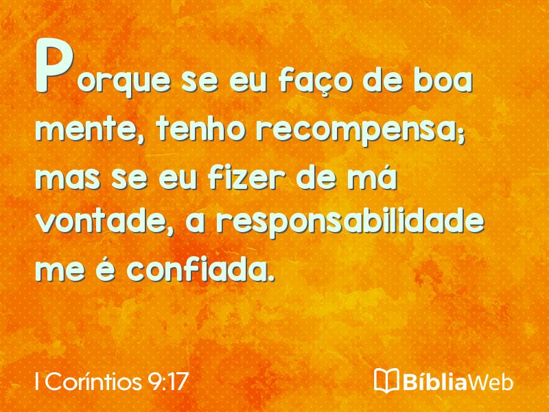 I Coríntios 9:17 em imagem para compartilhar