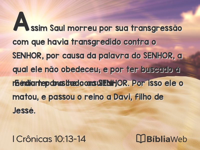 I Crônicas 10:13-14 em imagem para compartilhar