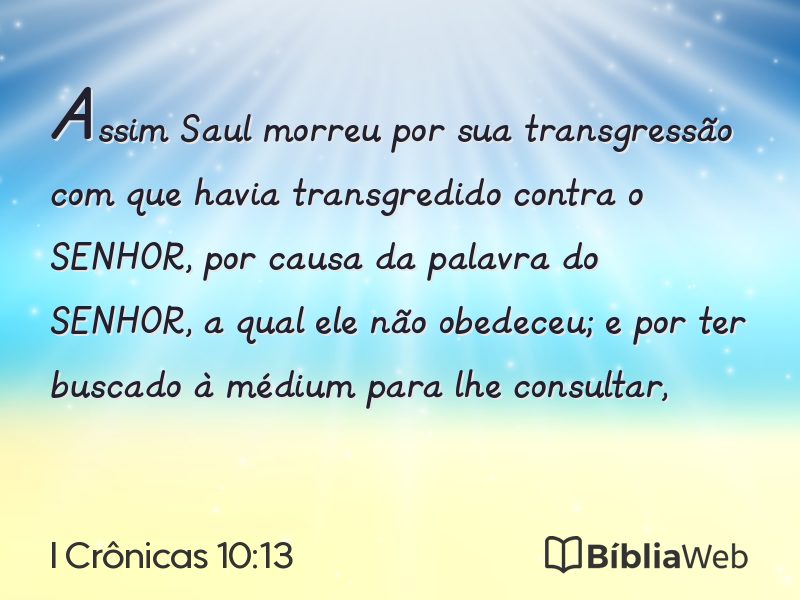 I Crônicas 10:13 em imagem para compartilhar