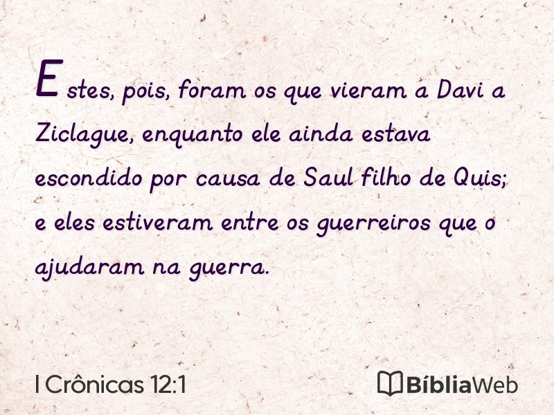 I Crônicas 12:1 em imagem para compartilhar