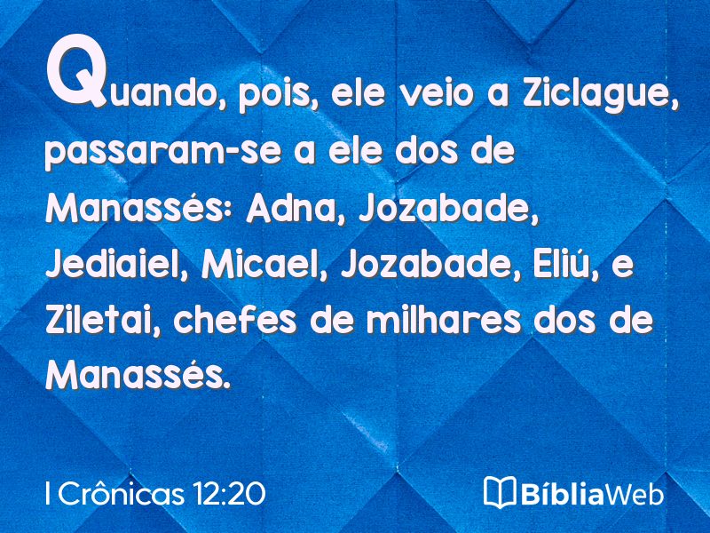 I Crônicas 12:20 em imagem para compartilhar