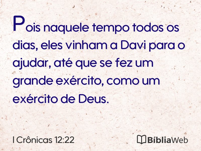 I Crônicas 12:22 em imagem para compartilhar