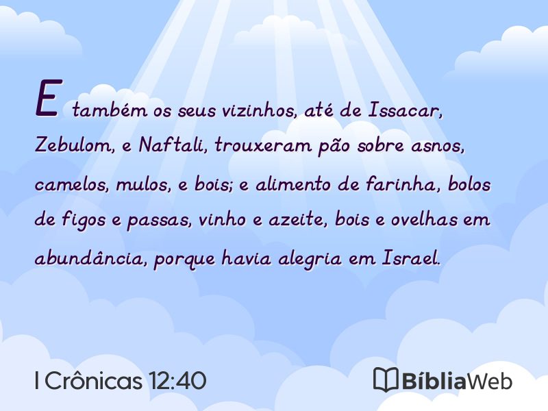 I Crônicas 12:40 em imagem para compartilhar