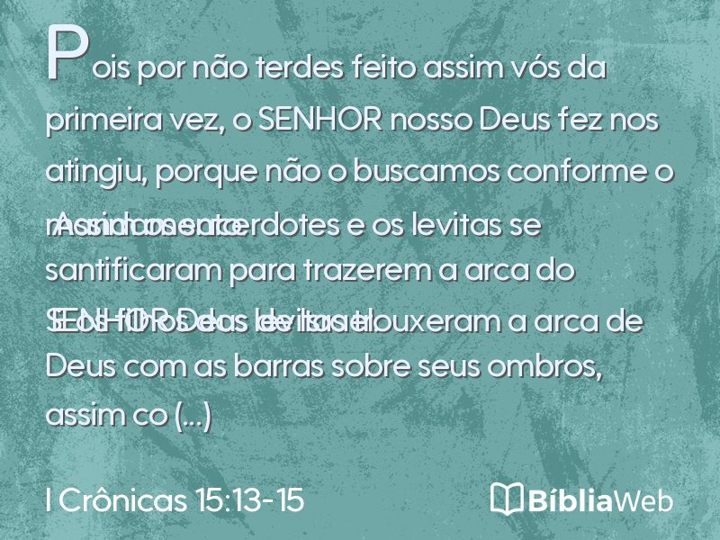 I Crônicas 15:13-15 em imagem para compartilhar