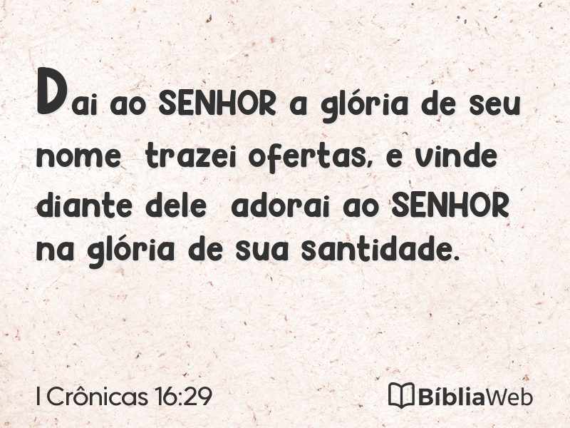 I Crônicas 16:29 em imagem para compartilhar