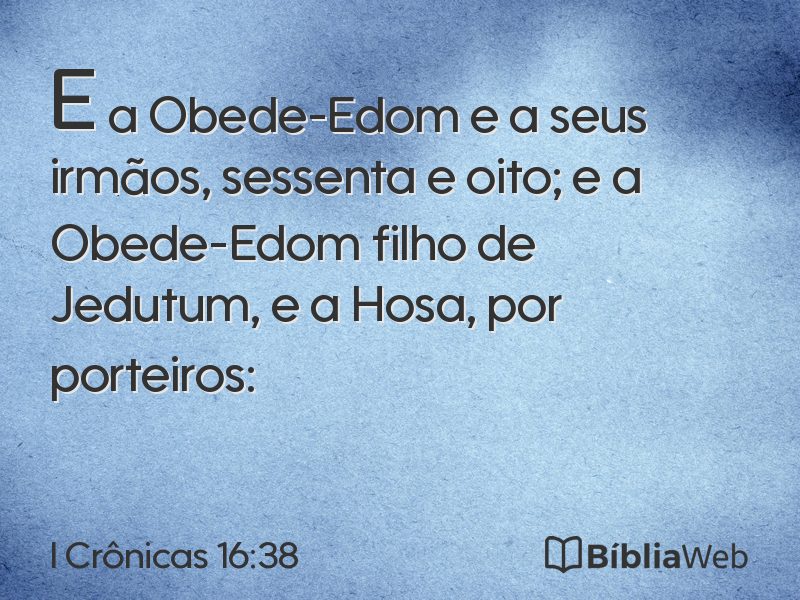I Crônicas 16:38 em imagem para compartilhar