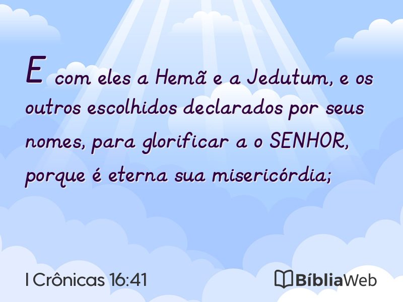 I Crônicas 16:41 em imagem para compartilhar