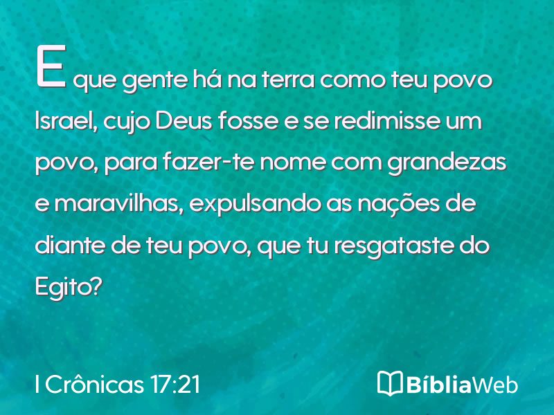 I Crônicas 17:21 em imagem para compartilhar
