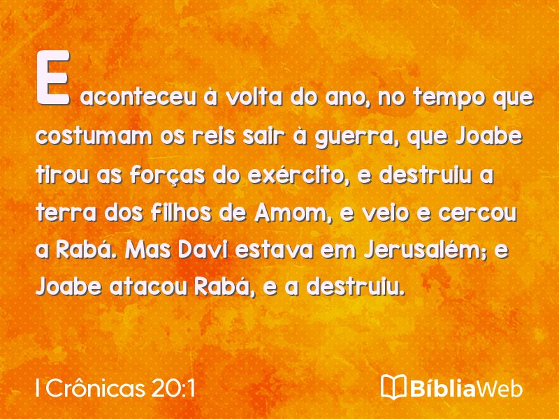 I Crônicas 20:1 em imagem para compartilhar