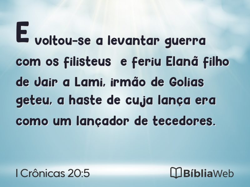 I Crônicas 20:5 em imagem para compartilhar