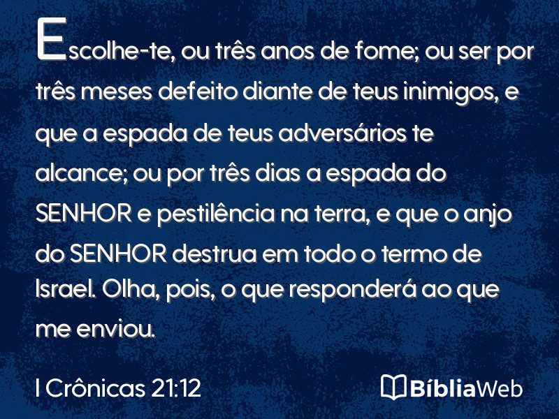 I Crônicas 21:12 em imagem para compartilhar