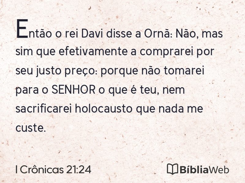 I Crônicas 21:24 em imagem para compartilhar