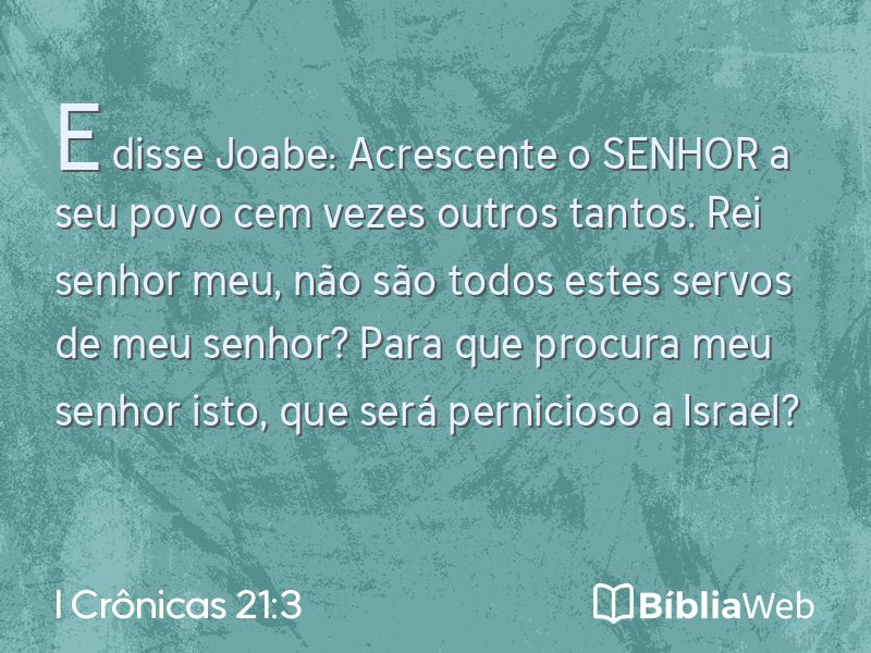 I Crônicas 21:3 em imagem para compartilhar