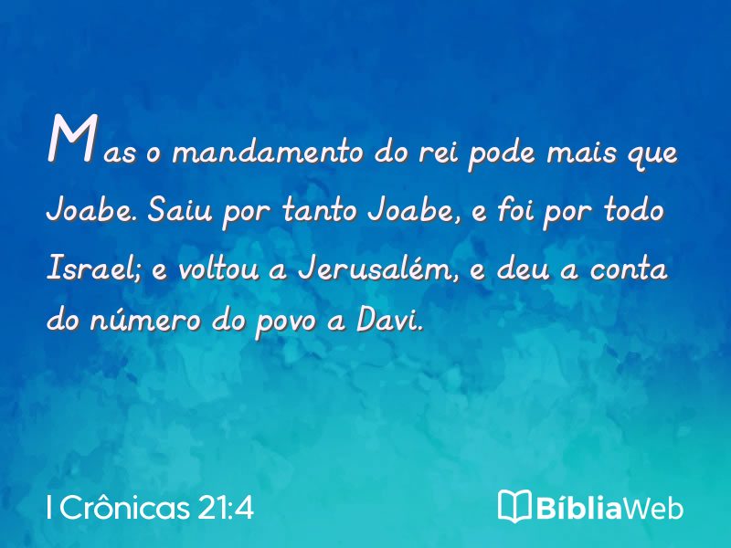 I Crônicas 21:4 em imagem para compartilhar