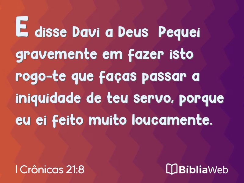 I Crônicas 21:8 em imagem para compartilhar