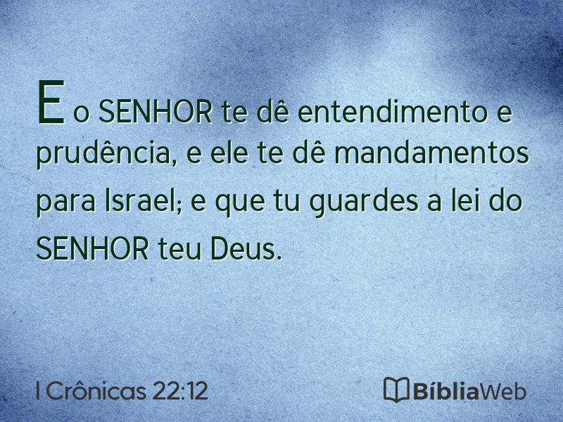 I Crônicas 22:12 em imagem para compartilhar