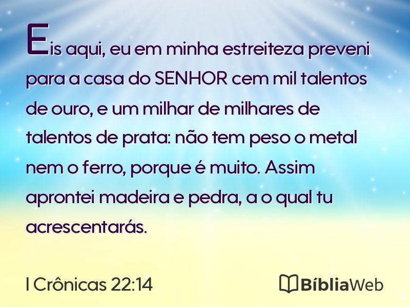 I Crônicas 22:14 em imagem para compartilhar
