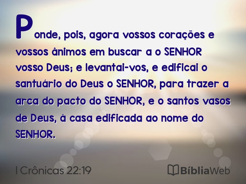 I Crônicas 22:19 em imagem para compartilhar