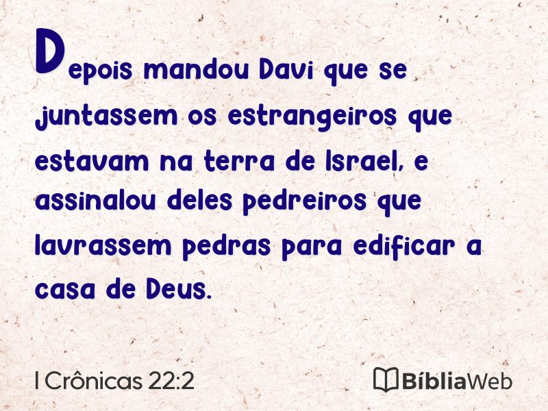 I Crônicas 22:2 em imagem para compartilhar