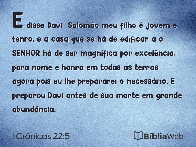 I Crônicas 22:5 em imagem para compartilhar