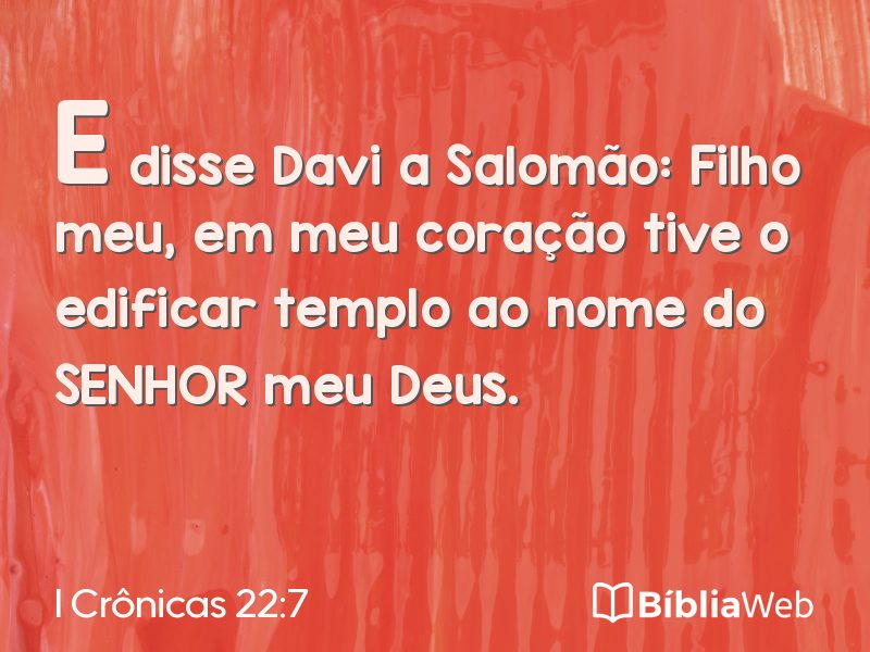 I Crônicas 22:7 em imagem para compartilhar