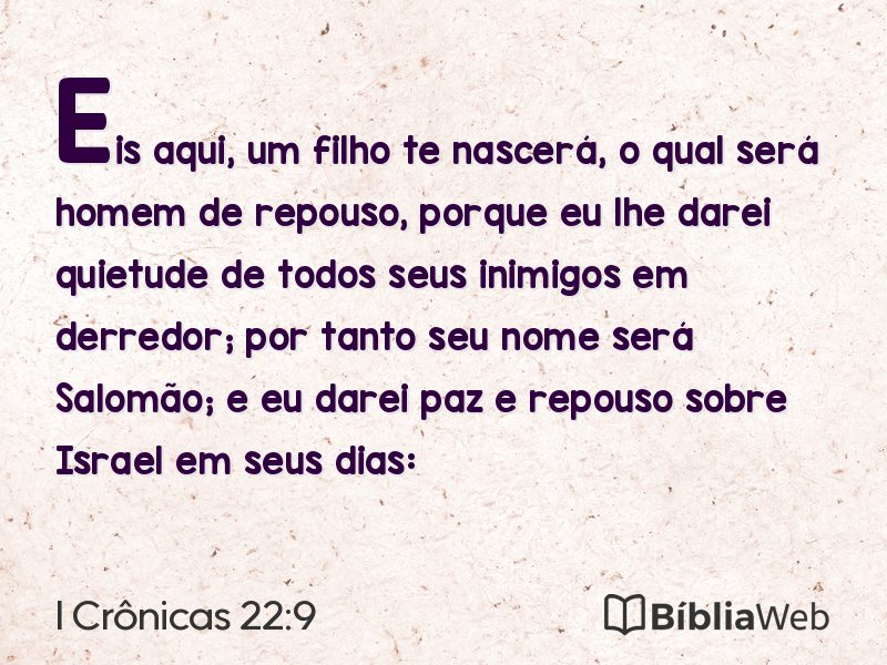 I Crônicas 22:9 em imagem para compartilhar