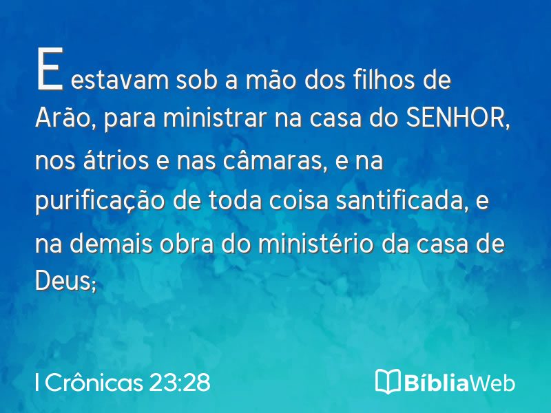 I Crônicas 23:28 em imagem para compartilhar
