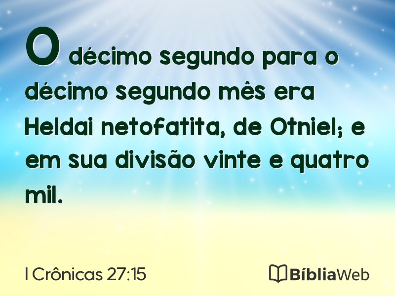 I Crônicas 27:15 em imagem para compartilhar