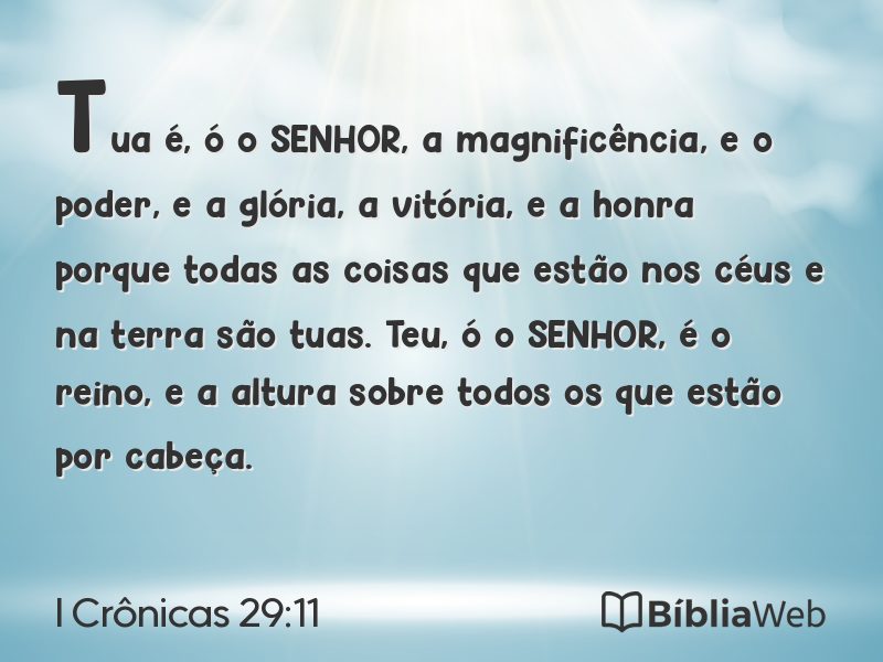 I Crônicas 29:11 em imagem para compartilhar