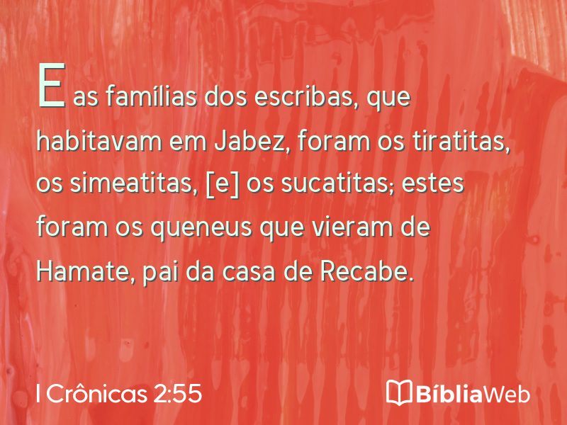 I Crônicas 2:55 em imagem para compartilhar