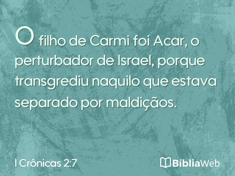 I Crônicas 2:7 em imagem para compartilhar