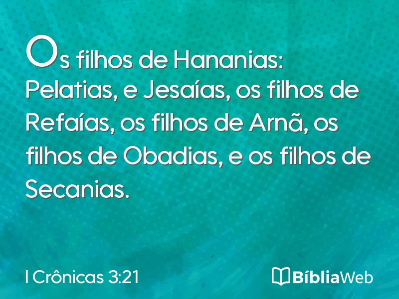 I Crônicas 3:21 em imagem para compartilhar