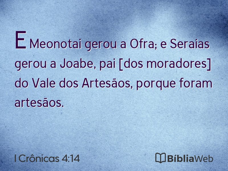 I Crônicas 4:14 em imagem para compartilhar