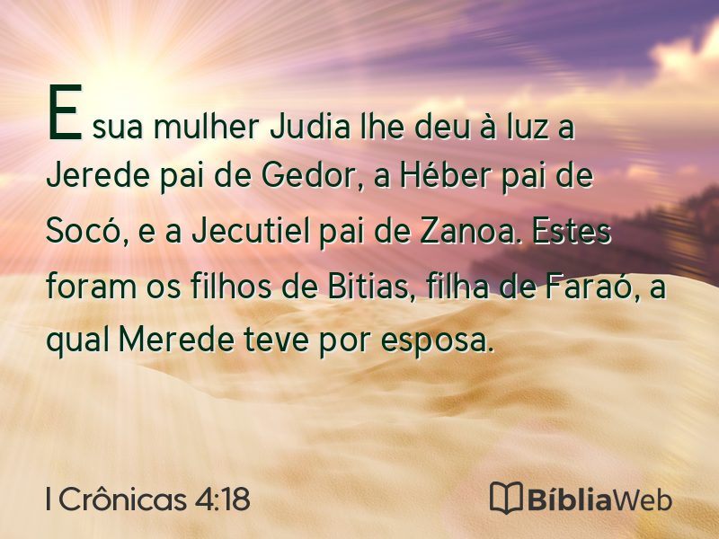 I Crônicas 4:18 em imagem para compartilhar