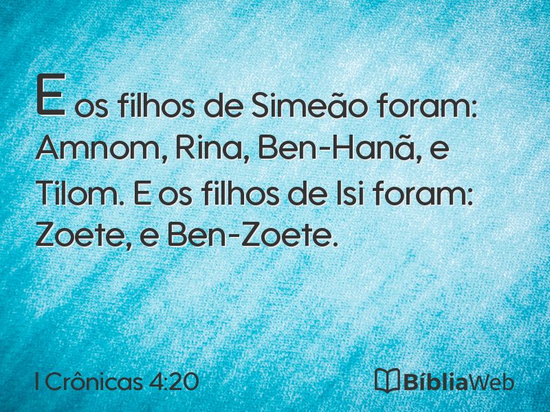 I Crônicas 4:20 em imagem para compartilhar