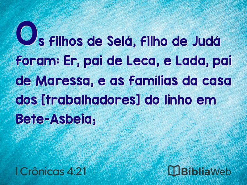 I Crônicas 4:21 em imagem para compartilhar