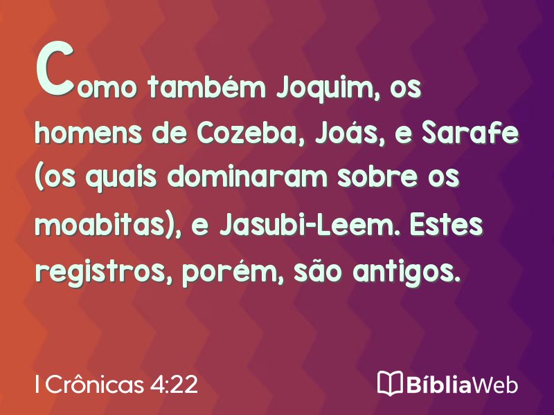 I Crônicas 4:22 em imagem para compartilhar