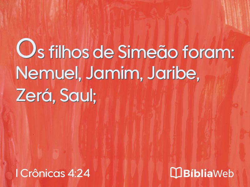 I Crônicas 4:24 em imagem para compartilhar
