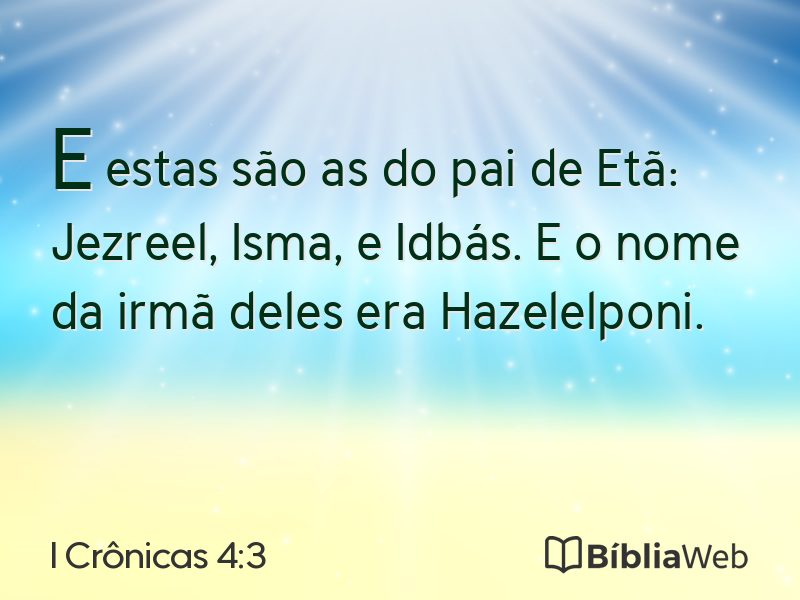 I Crônicas 4:3 em imagem para compartilhar