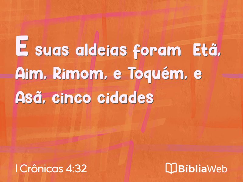 I Crônicas 4:32 em imagem para compartilhar