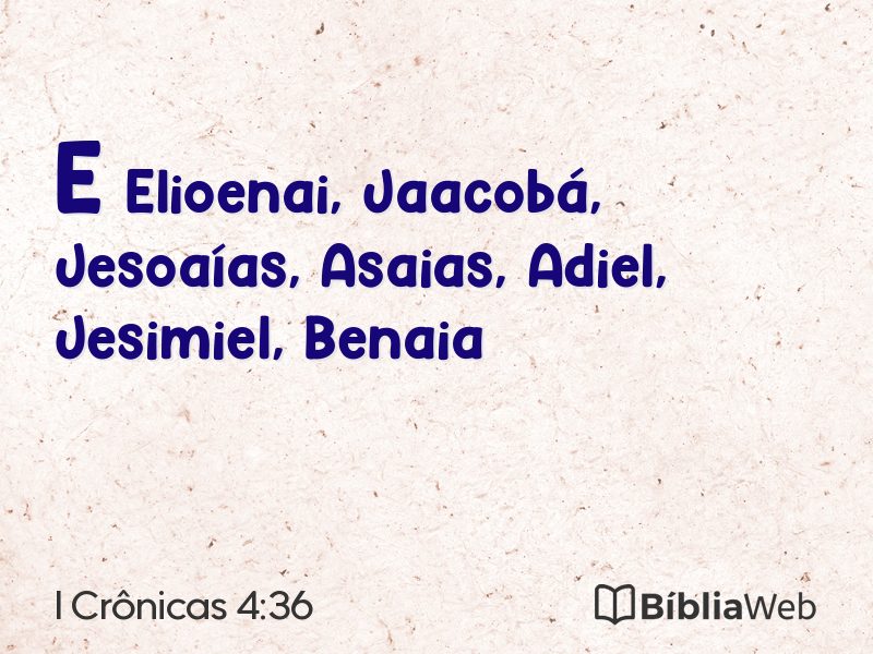 I Crônicas 4:36 em imagem para compartilhar