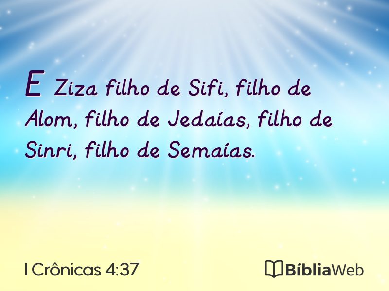 I Crônicas 4:37 em imagem para compartilhar