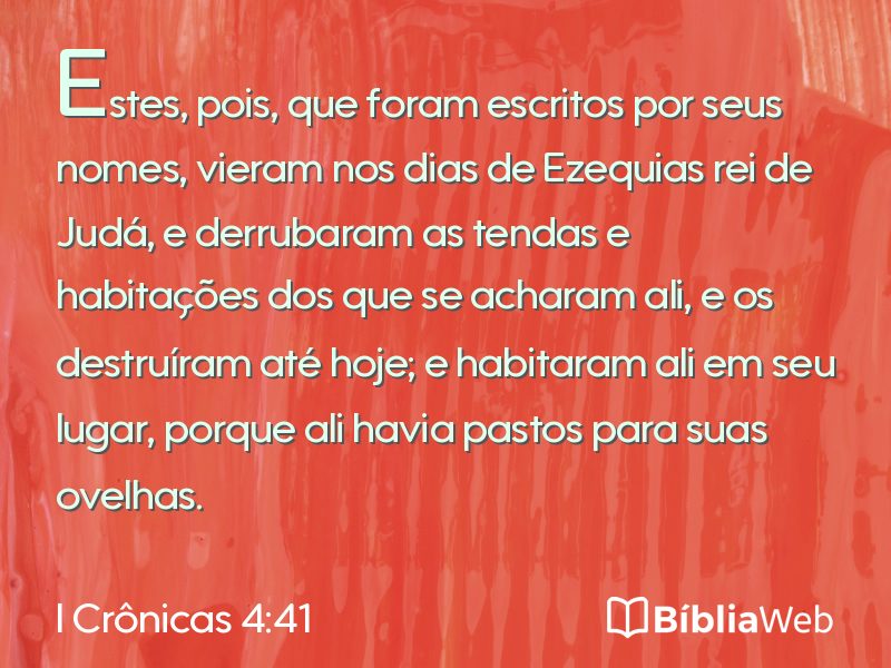 I Crônicas 4:41 em imagem para compartilhar